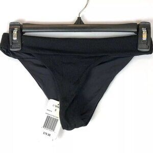 L*Space Women’s Black Ribbed Veronica Bikini Bottom Size Small NWT